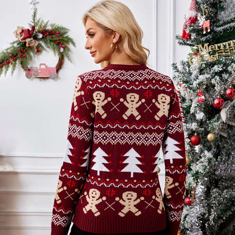 Women's Gingerbread With Christmas Tree Ugly Sweater