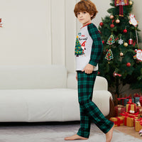 Blue Plaid Merry Christmas Tree Family Matching Pajamas Set