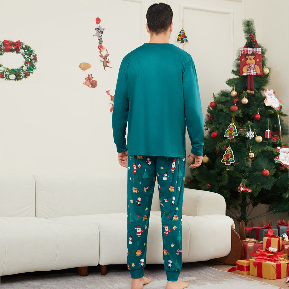 Santa Claus Gift Blue Family Matching Pajamas Set