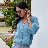 Women's Cardigans Knitted Solid Color Sweater
