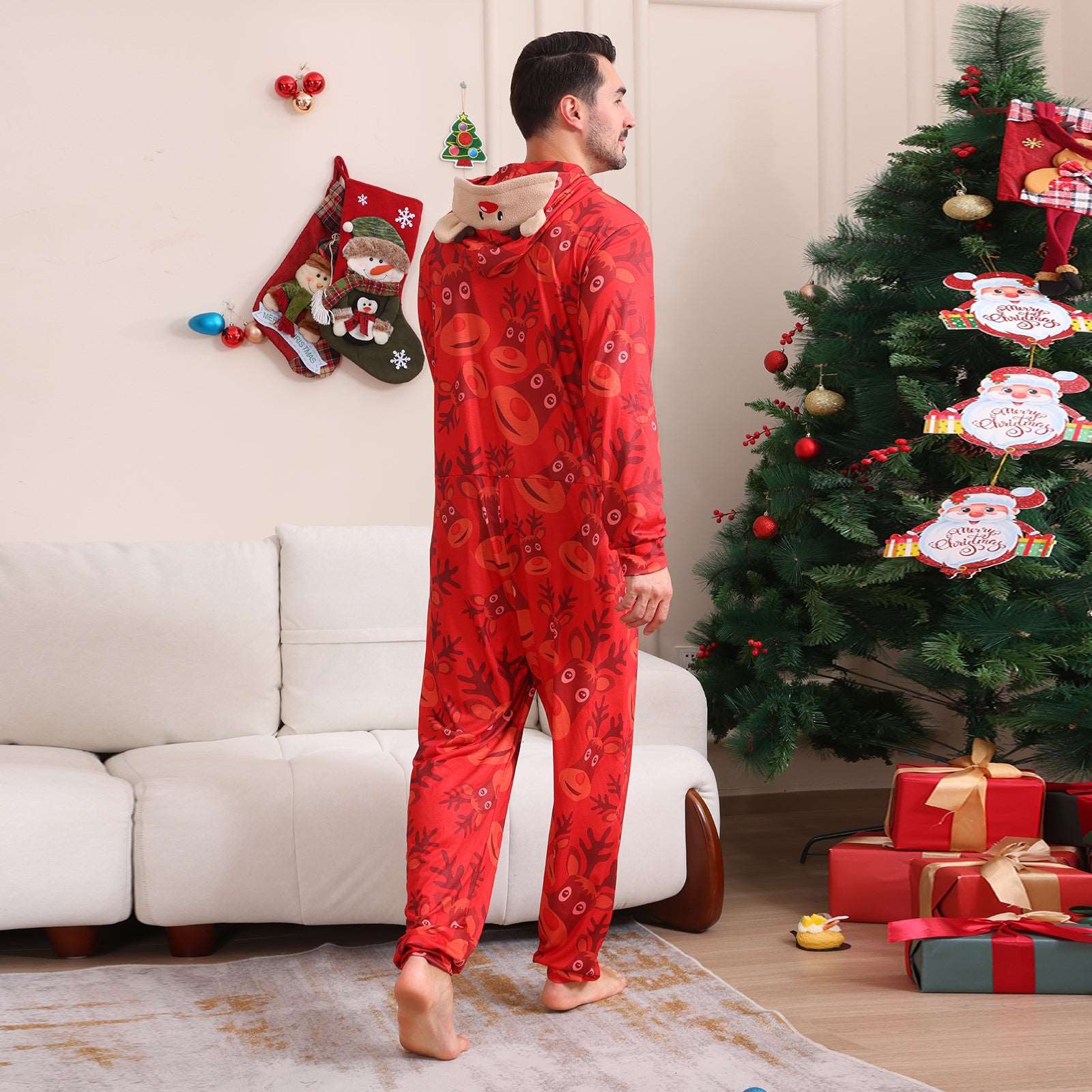 Red Christmas Deer Family Matching Jumpsuit