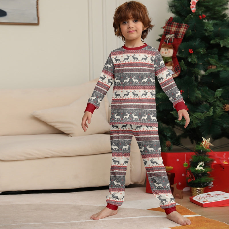 Grey Christmas Deer Family Pajamas Outfit