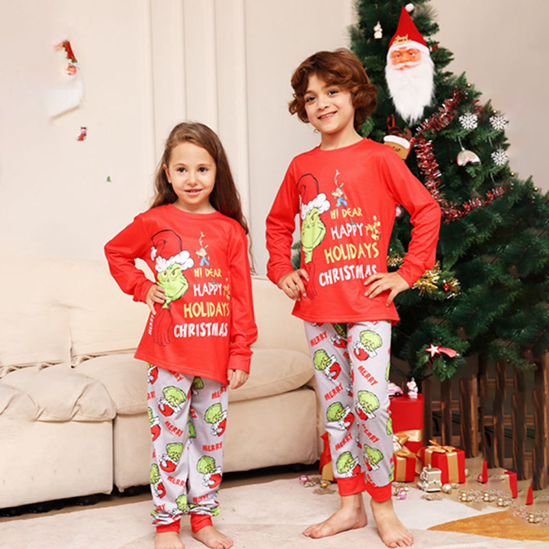 Happy Christmas Holiday Grinch Family Pajamas Set
