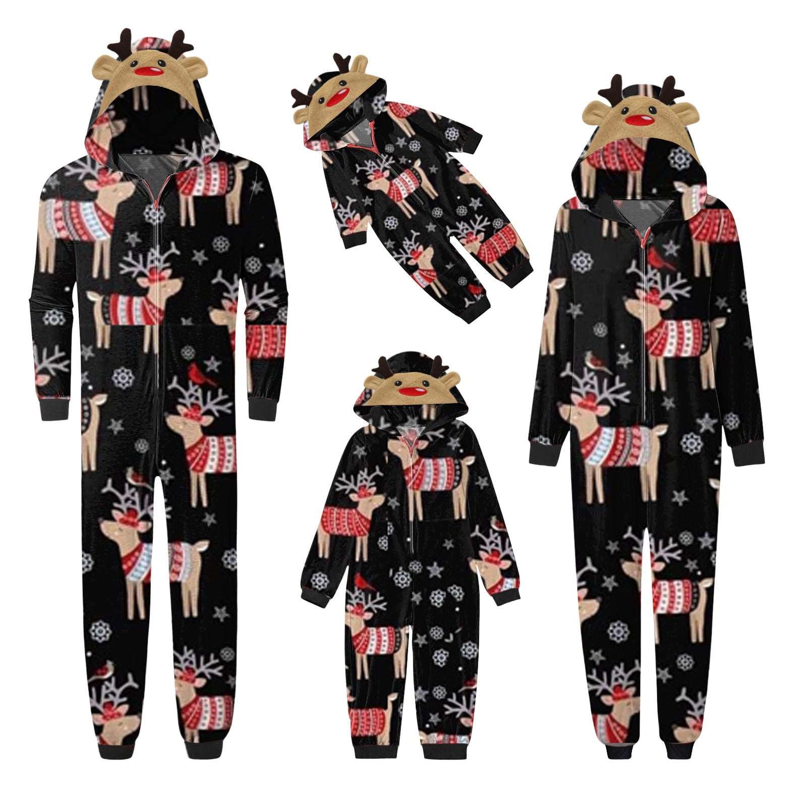 Snowflake Deer Print Family Matching Jumpsuits