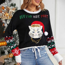 Funny Cat With Hat Ugly Christmas Sweater