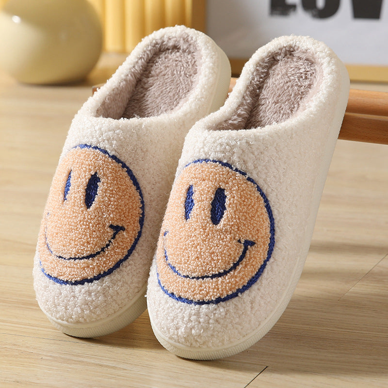 Men & Womens Cute Smiley Face Plush Slippers
