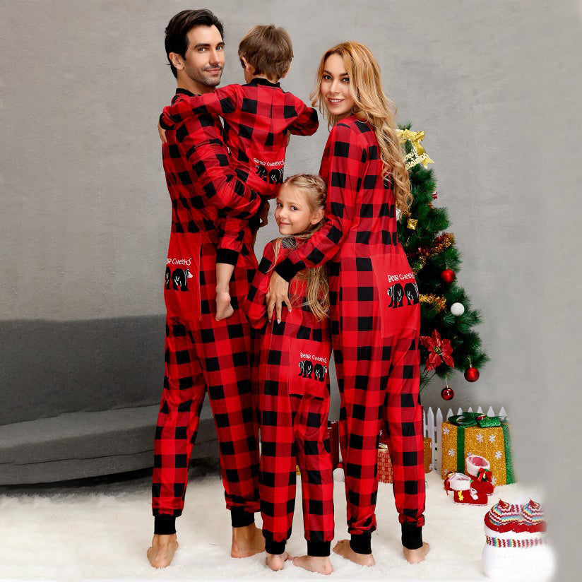 Red Plaid Family Matching Onesies Pajamas