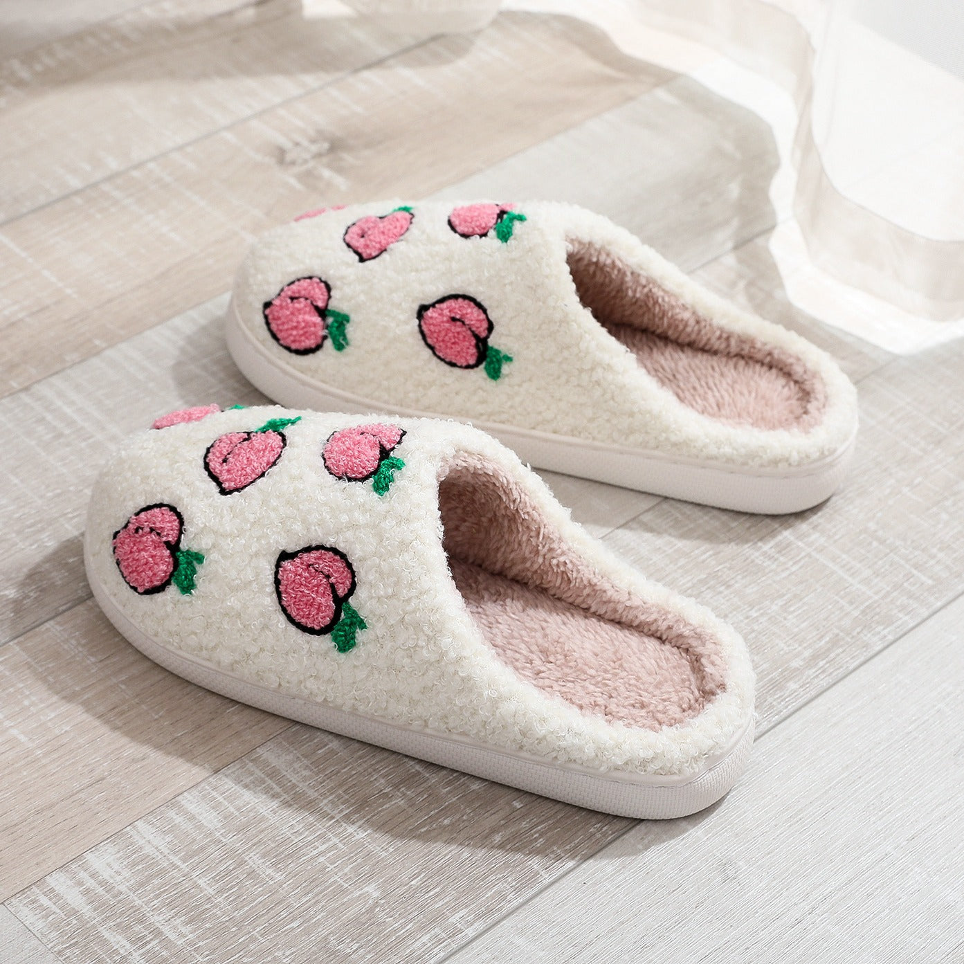 Men & Women Fruits Printed Plush Comfy Fuzzy Slippers