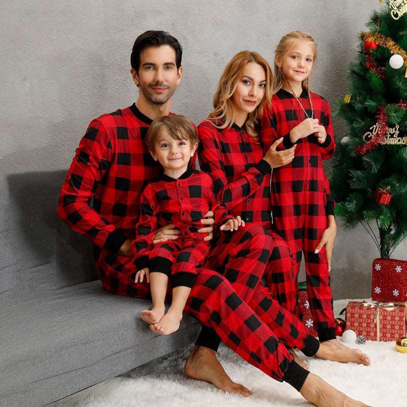 Red Plaid Family Matching Onesies Pajamas