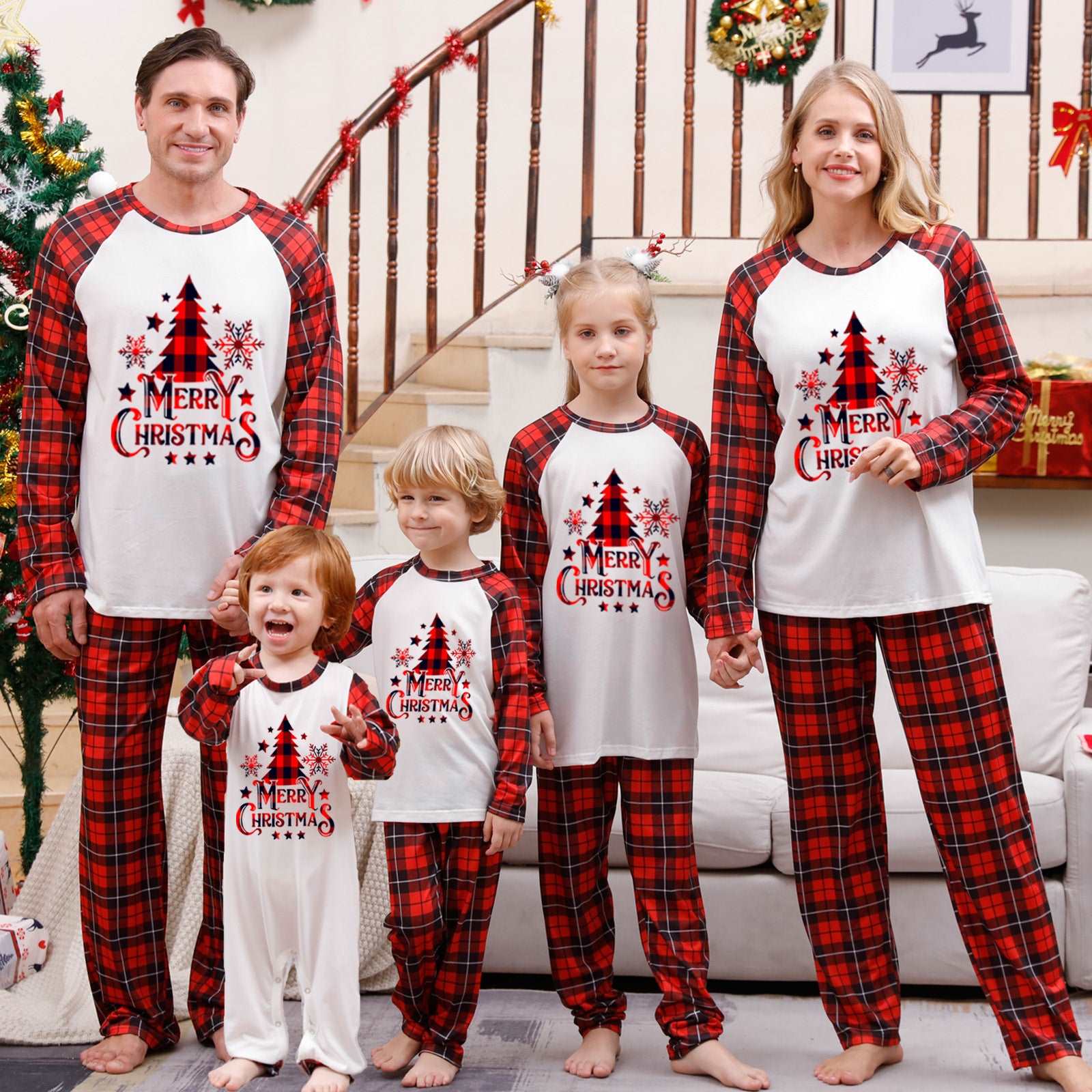 Snowflake Christmas Tree Family Matching Pajamas