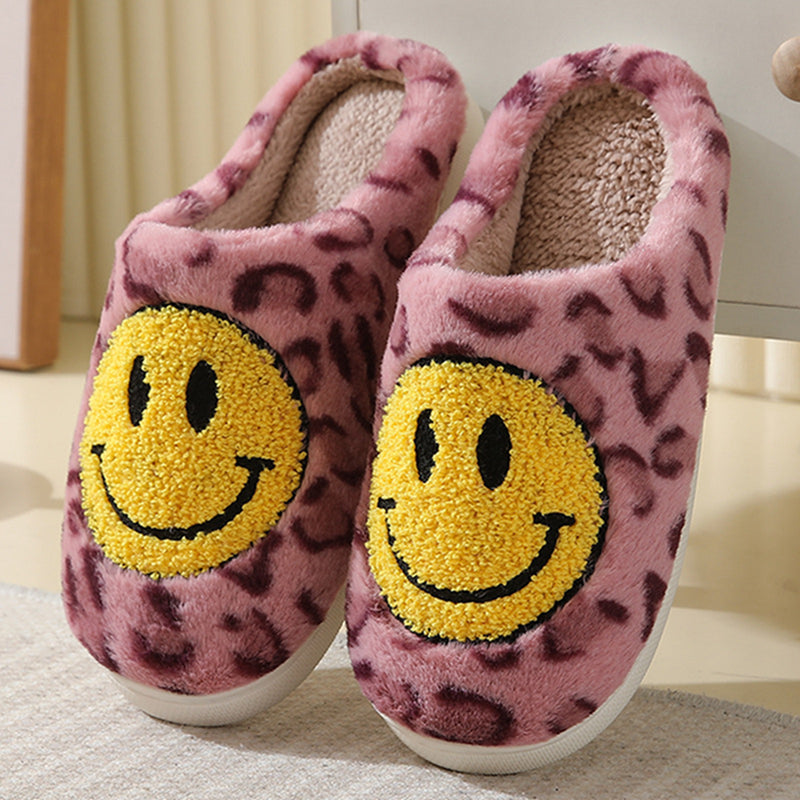 Retro Soft Plush Smiley Face Indoor Slippers