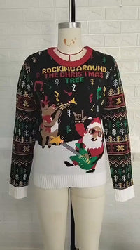 Guitar Santa Claus Christmas Ugly Sweater